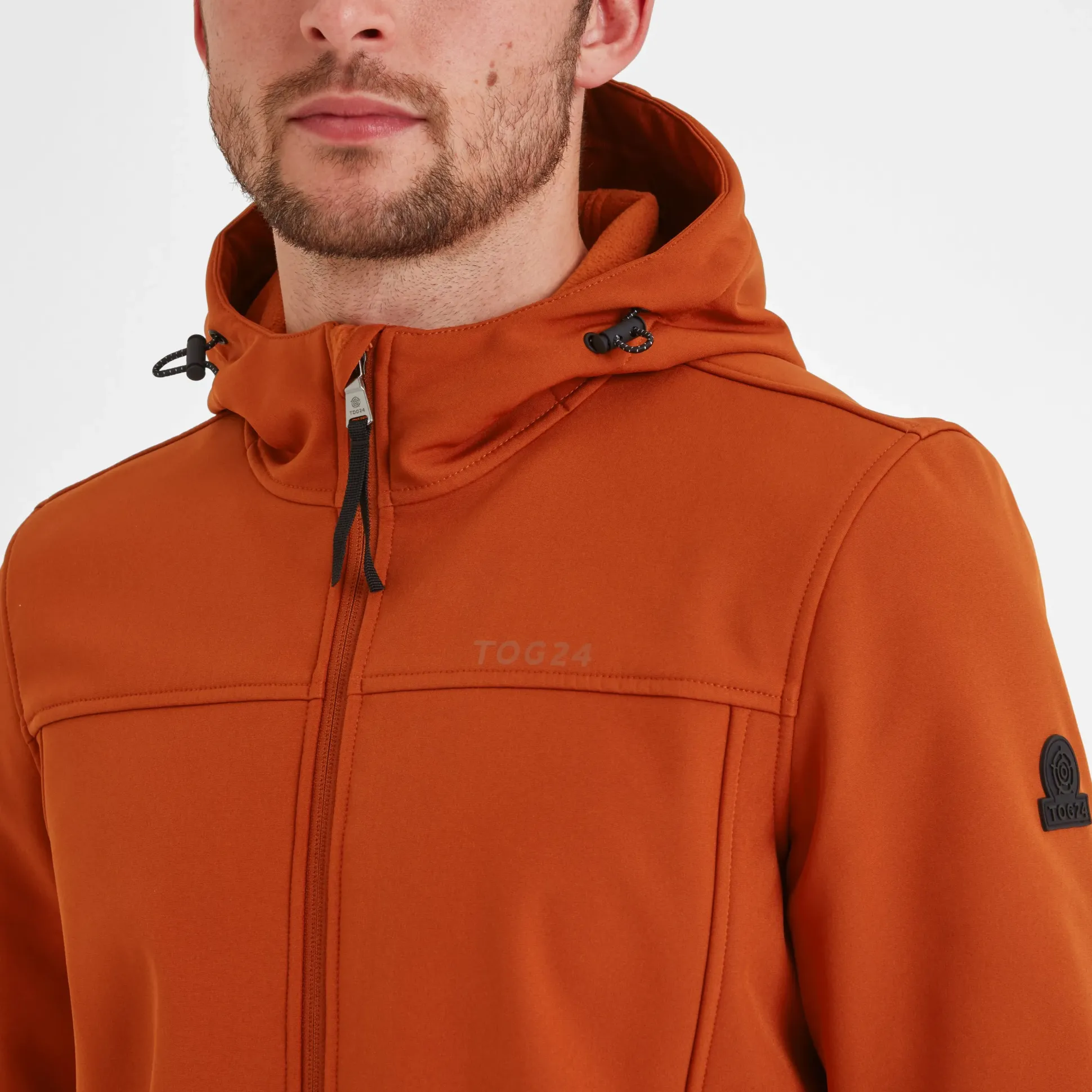 Feizor Mens Shower Resistant Softshell Hooded Jacket - Burnt Orange