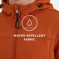 Feizor Mens Shower Resistant Softshell Hooded Jacket - Burnt Orange