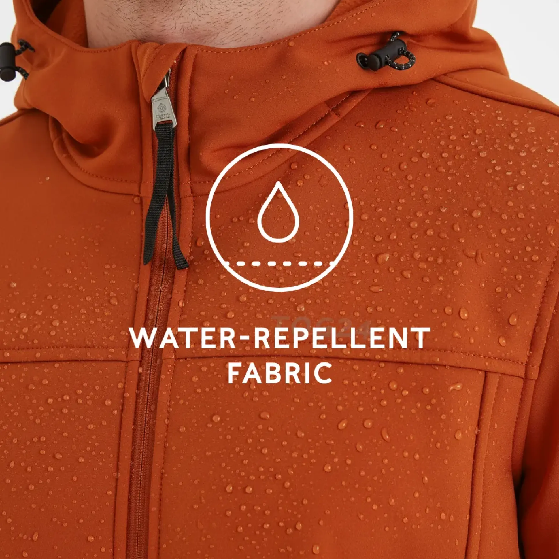 Feizor Mens Shower Resistant Softshell Hooded Jacket - Burnt Orange