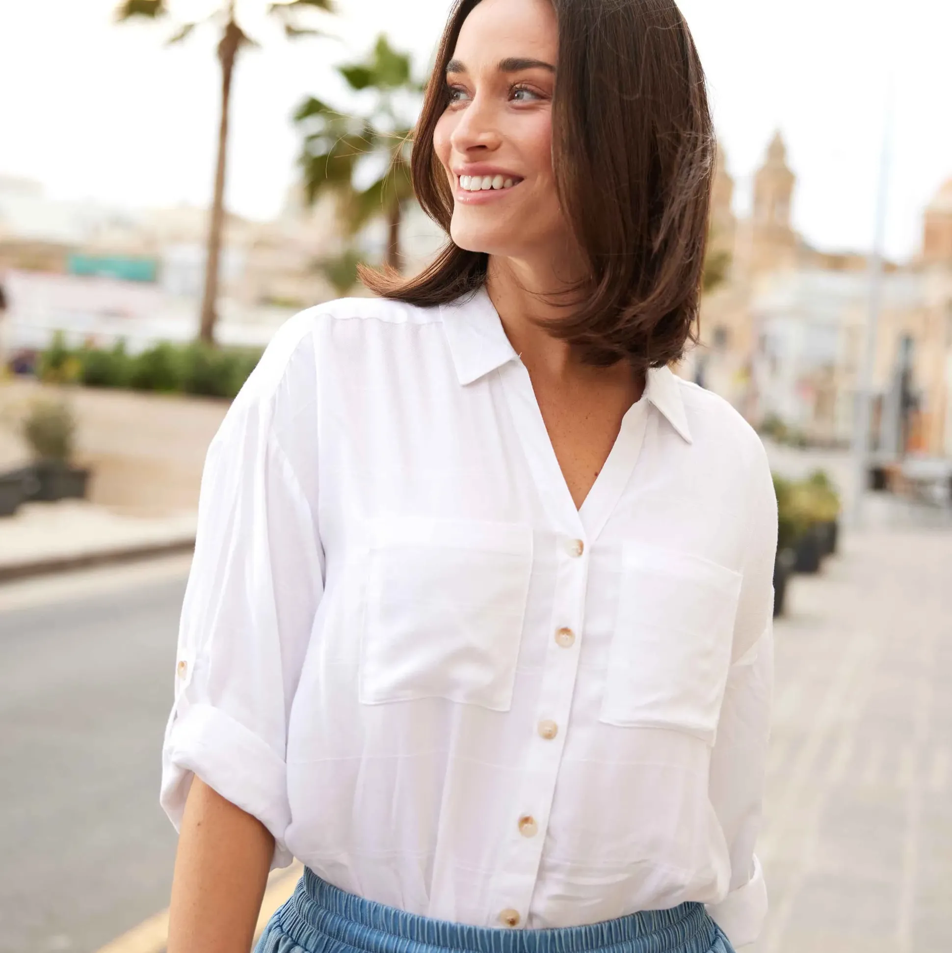 Felicia Womens Shirt Short Sleeve - Optic White