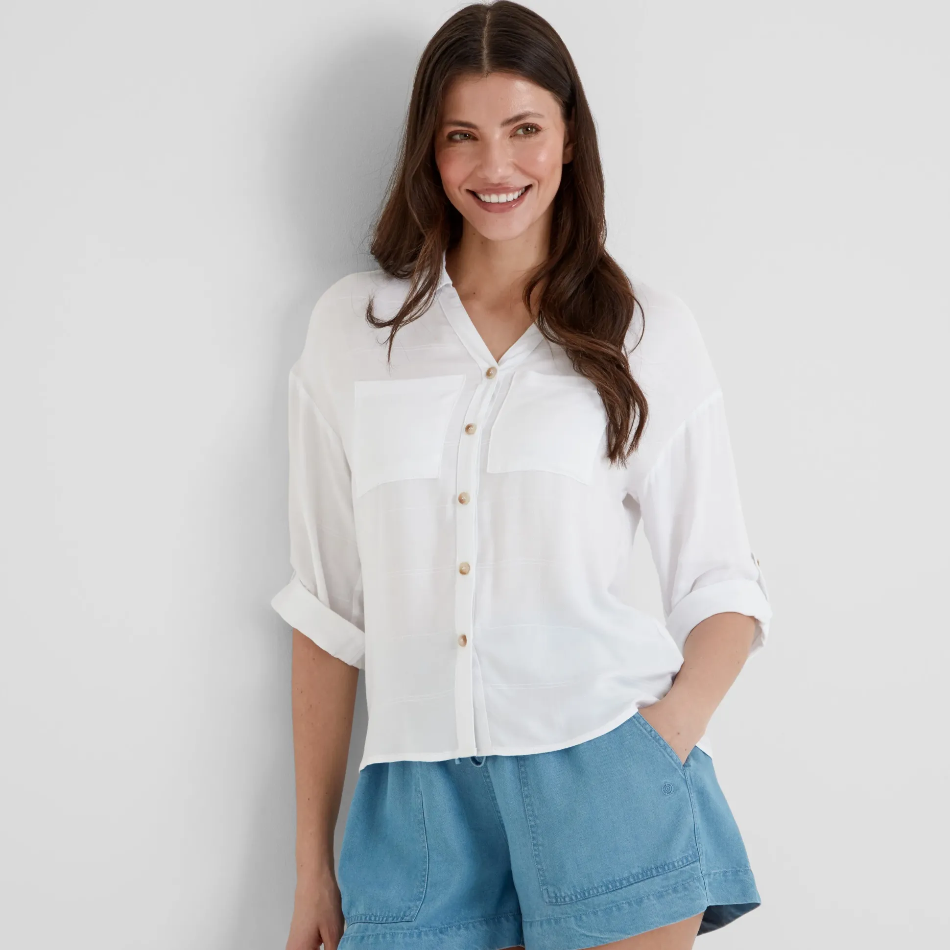 Felicia Womens Shirt Short Sleeve - Optic White