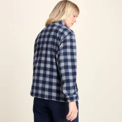 Firan Womens Fleece Jacket - Grey Melange/Navy Gingham