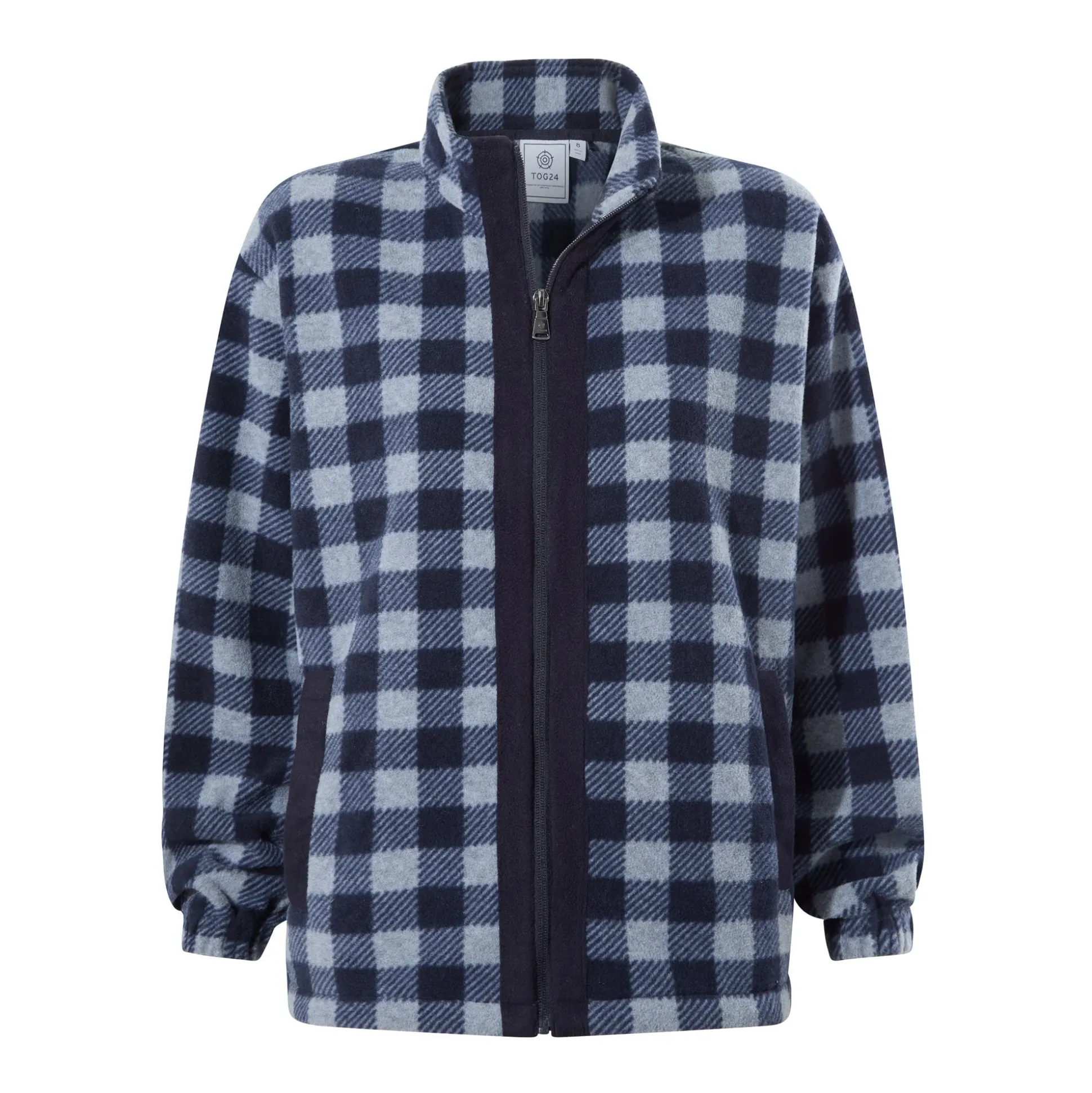 Firan Womens Fleece Jacket - Grey Melange/Navy Gingham