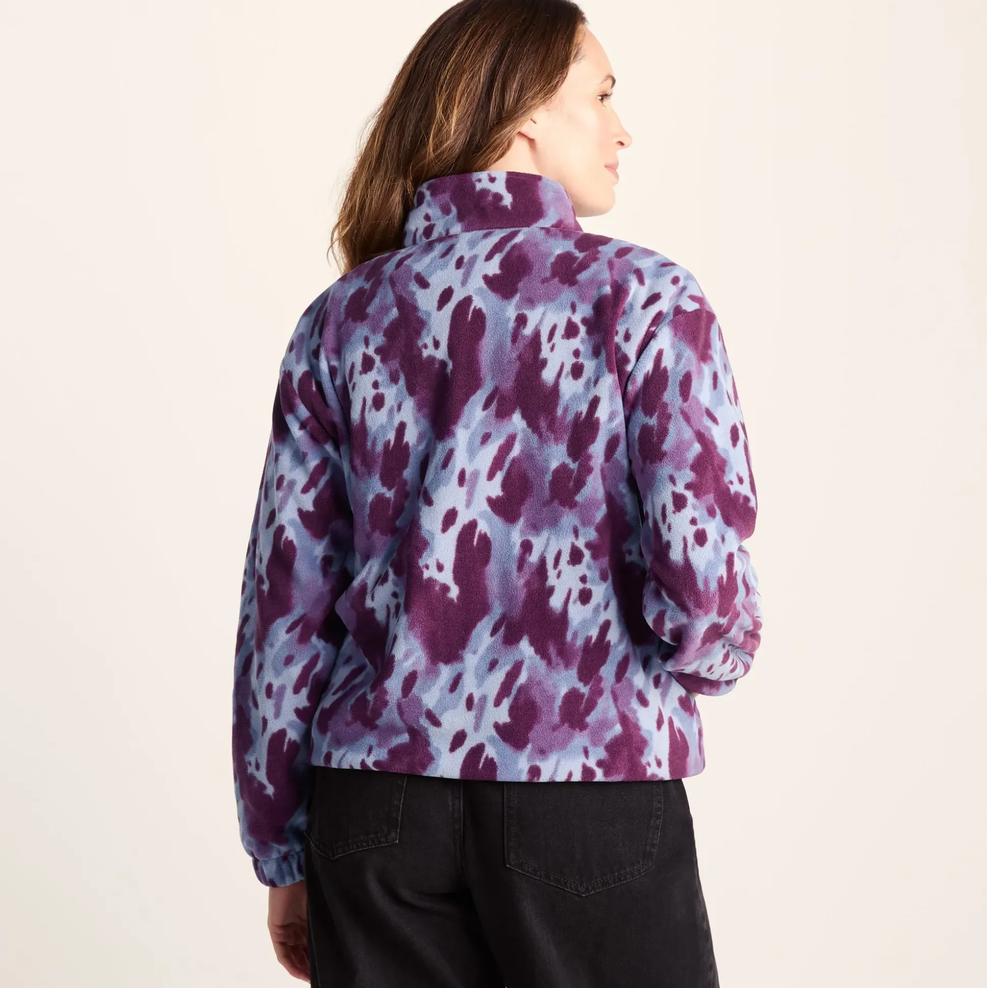 Firan Womens Relaxed Fit Microfleece Jacket - Smokey Blue Print