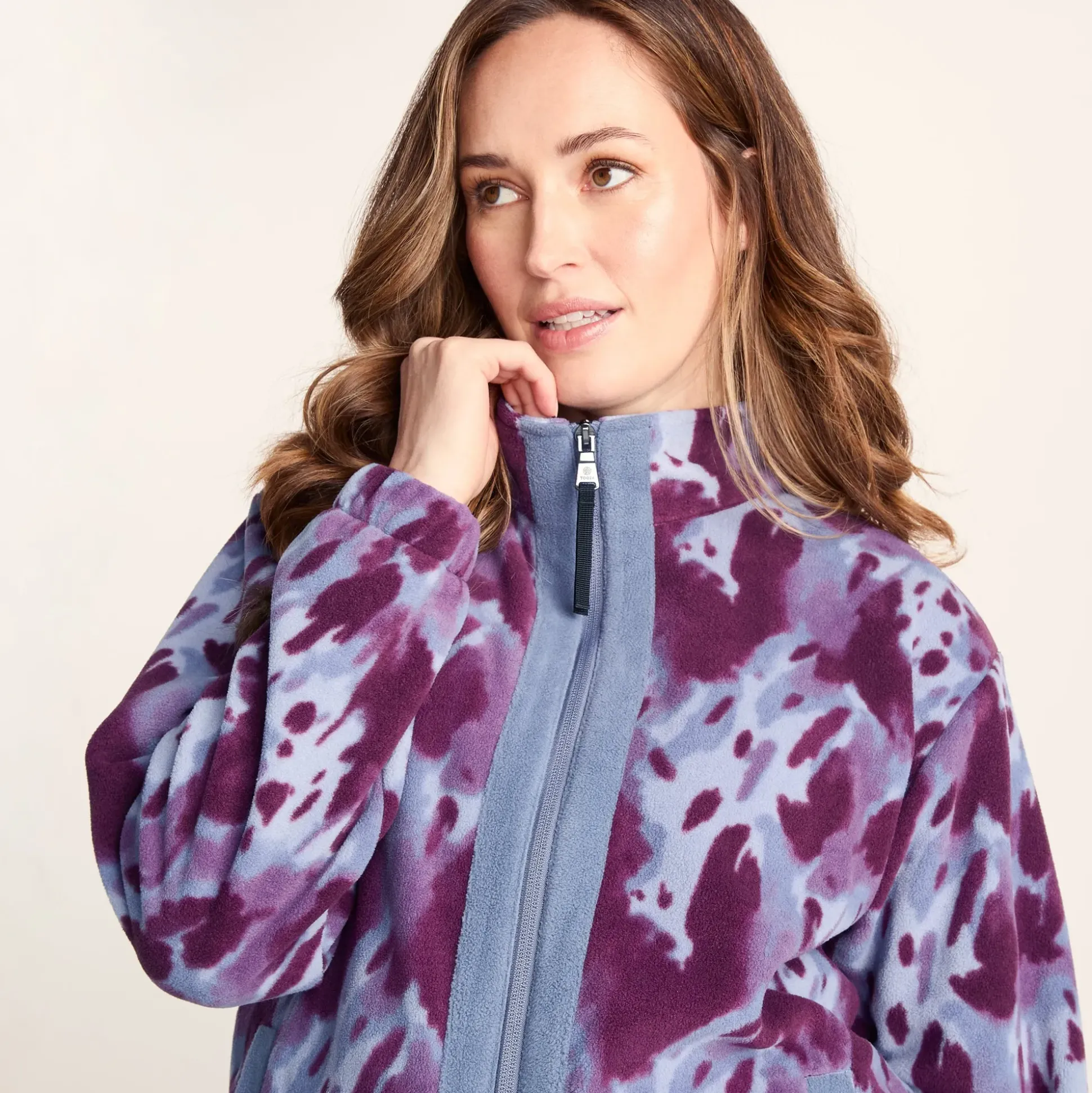 Firan Womens Relaxed Fit Microfleece Jacket - Smokey Blue Print