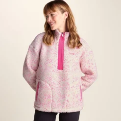Flossie Womens Sherpa Zip Neck Fleece - Vanilla Nep