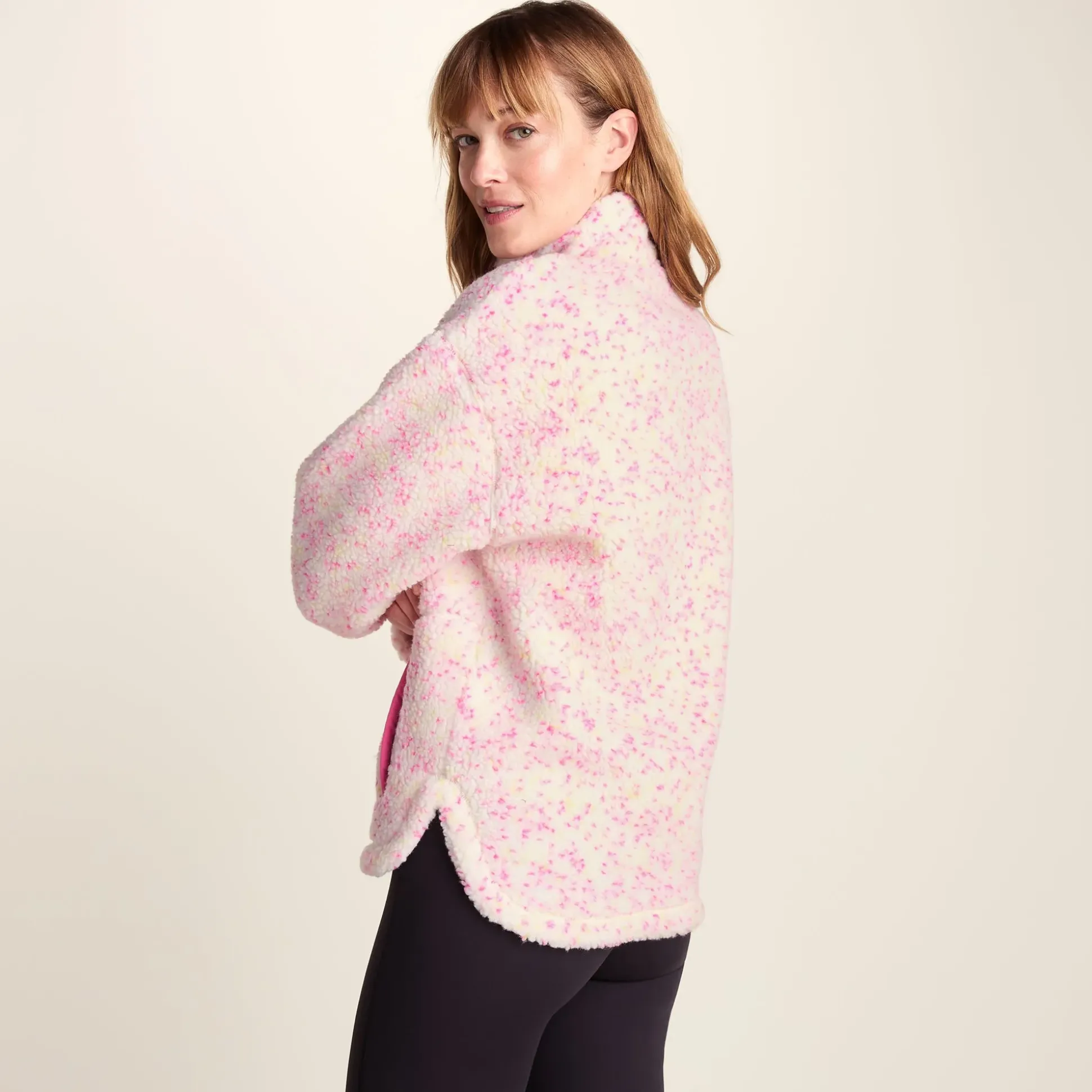Flossie Womens Sherpa Zip Neck Fleece - Vanilla Nep