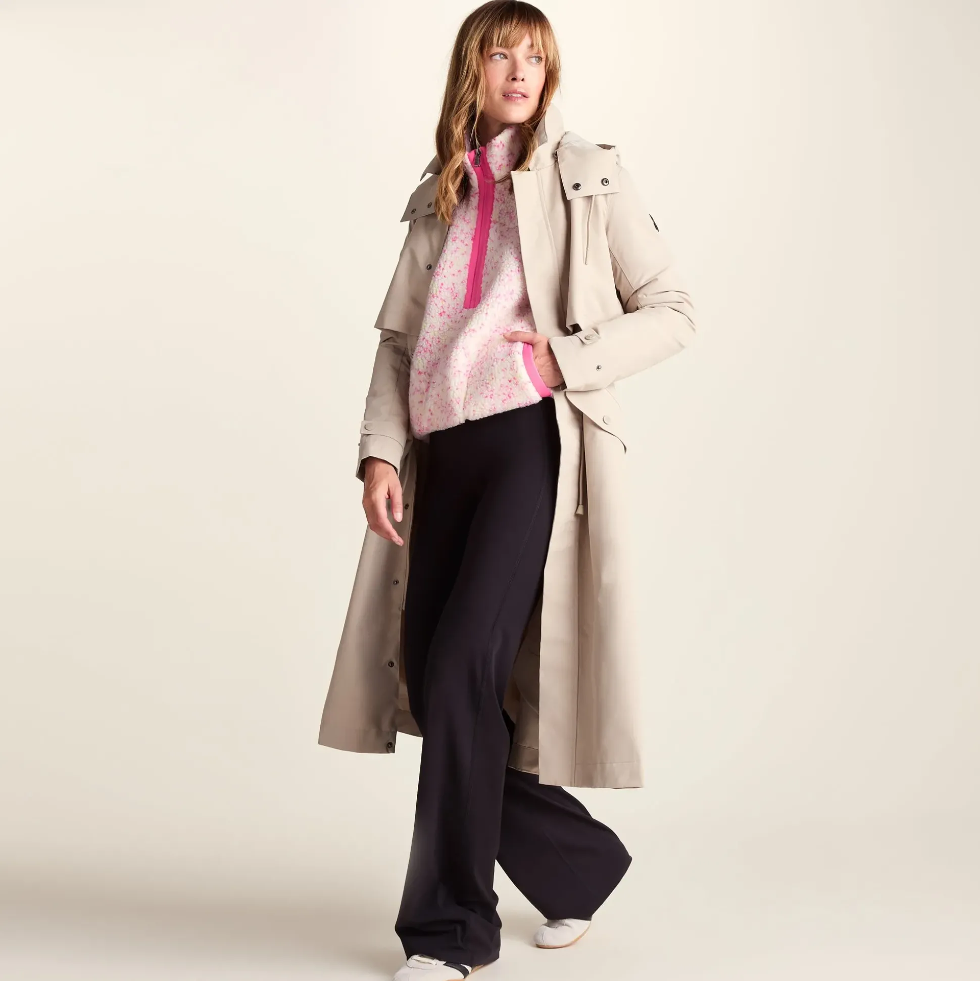 Flossie Womens Sherpa Zip Neck Fleece - Vanilla Nep