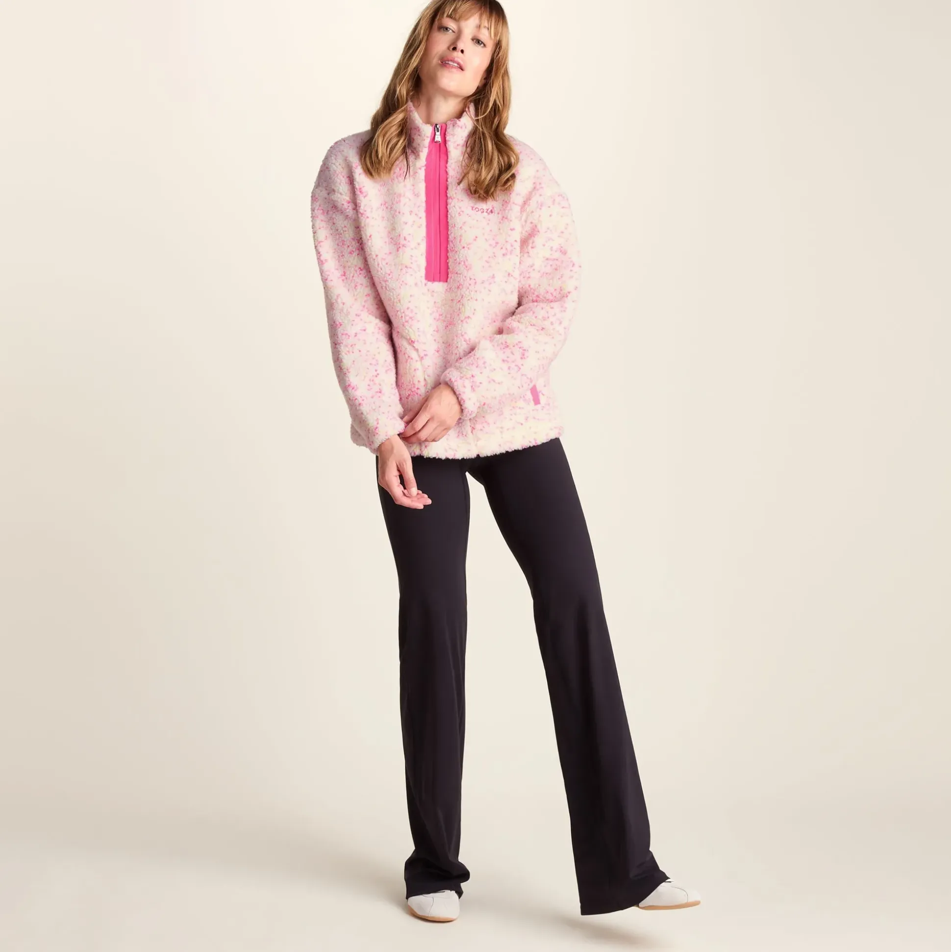 Flossie Womens Sherpa Zip Neck Fleece - Vanilla Nep
