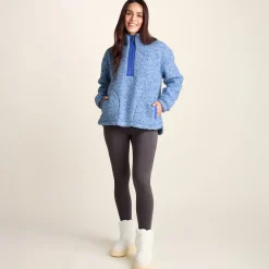 Flossie Womens Sherpa Zip Neck Fleece - Powder Blue Nep