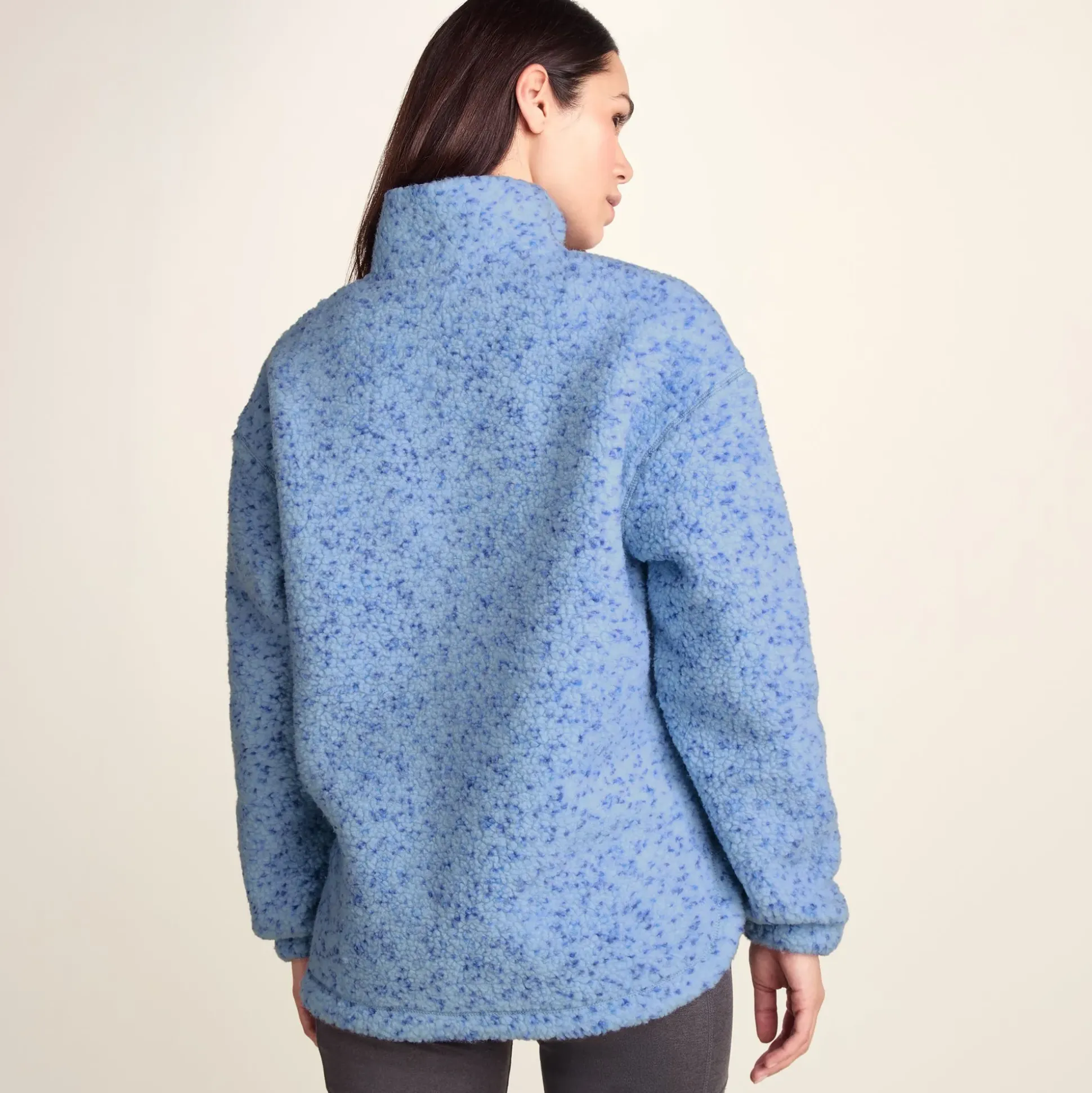 Flossie Womens Sherpa Zip Neck Fleece - Powder Blue Nep