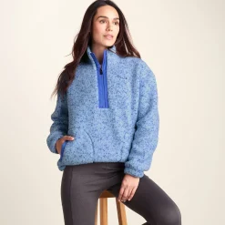 Flossie Womens Sherpa Zip Neck Fleece - Powder Blue Nep