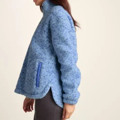 Flossie Womens Sherpa Zip Neck Fleece - Powder Blue Nep