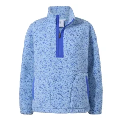 Flossie Womens Sherpa Zip Neck Fleece - Powder Blue Nep