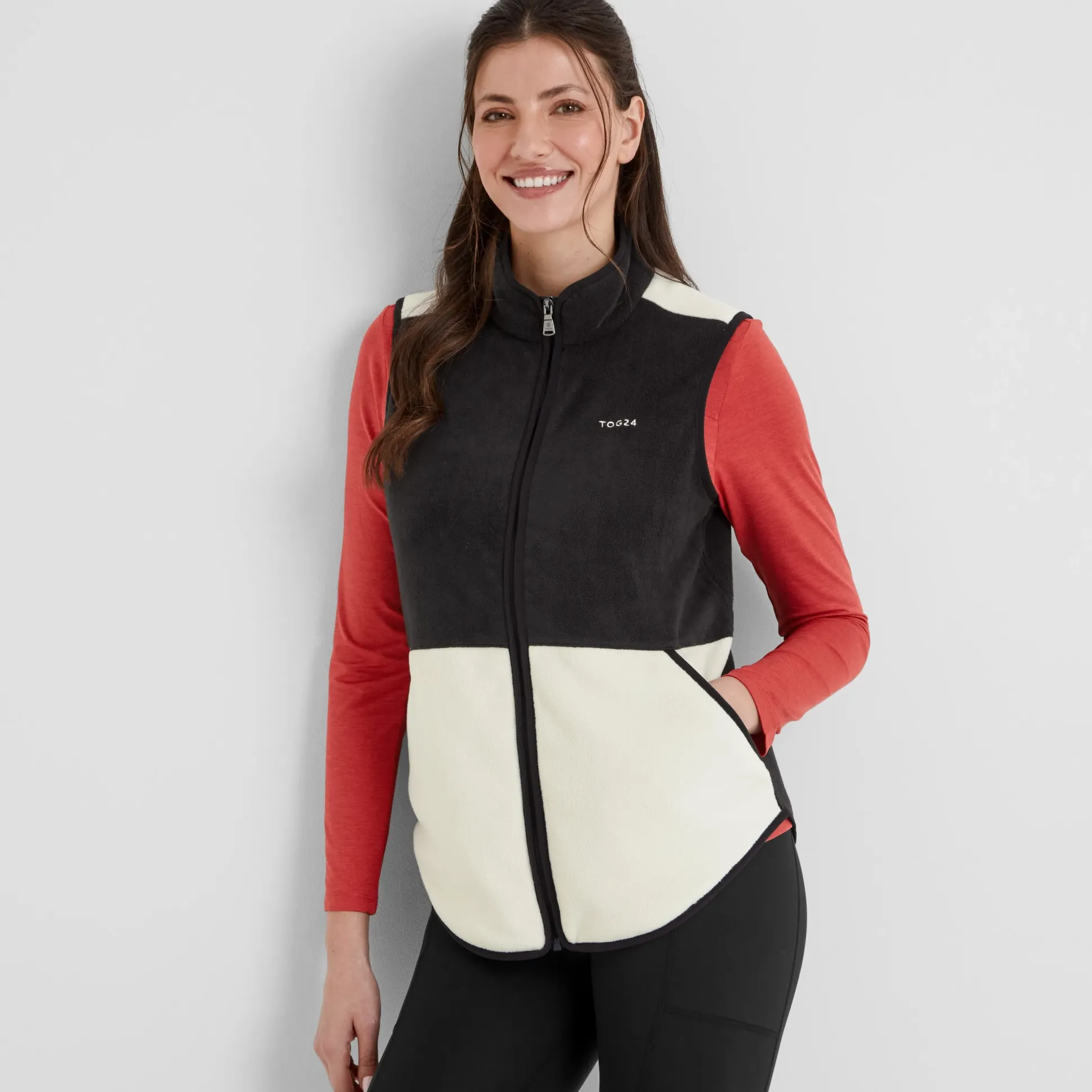 Fordley Womens Microfleece Gilet - Black/Vanilla