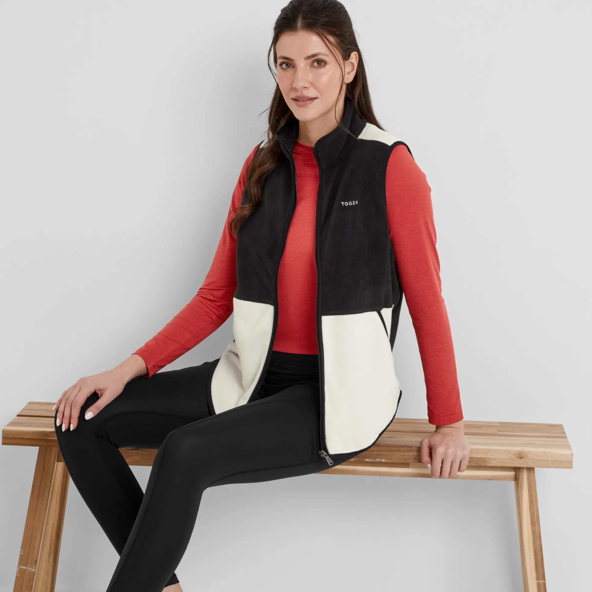 Fordley Womens Microfleece Gilet - Black/Vanilla