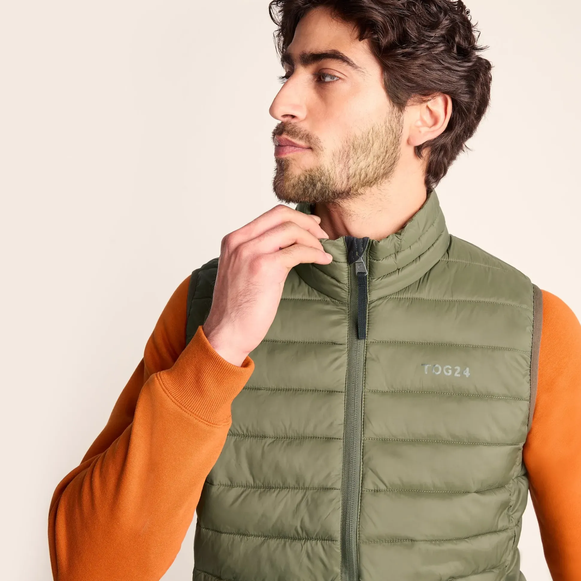 Gibson Mens Insulated Padded Gilet - Khaki