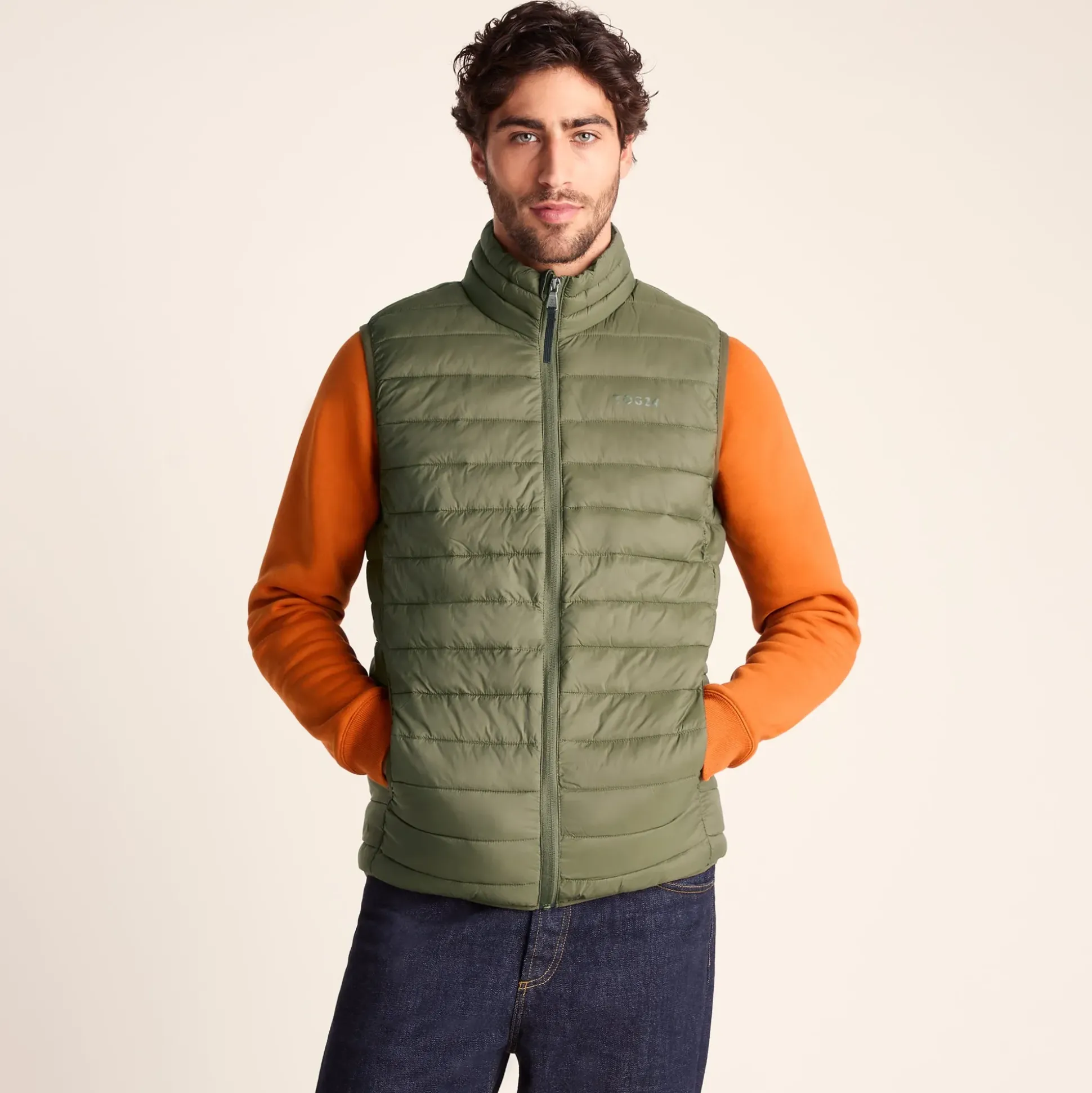 Gibson Mens Insulated Padded Gilet - Khaki