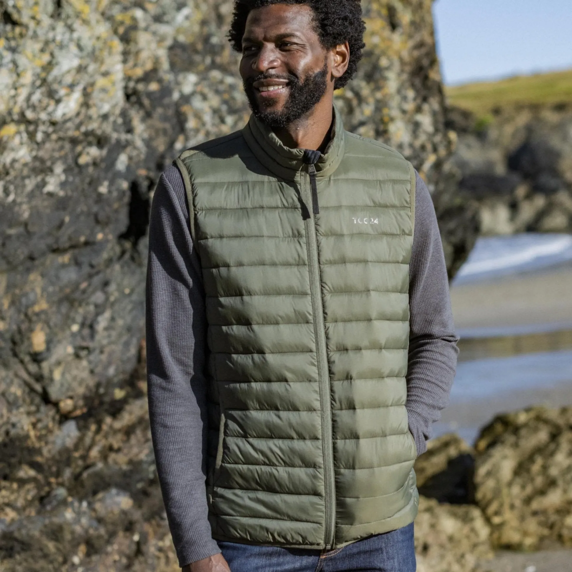 Gibson Mens Insulated Padded Gilet - Khaki