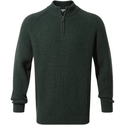 Glen Mens Chunky Knitted Zip Neck Jumper - Racing Green