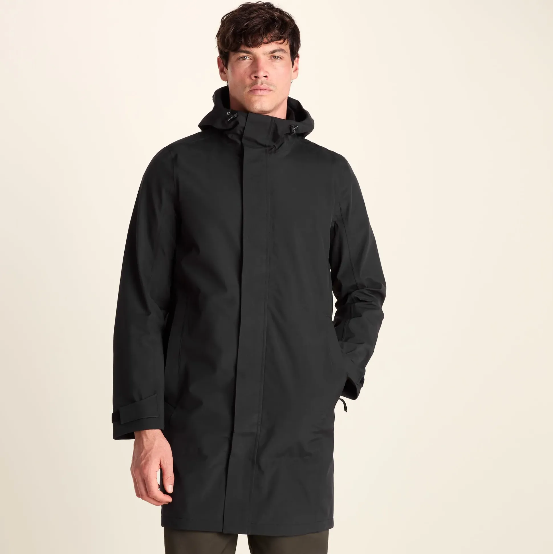 Glenton Mens Long Waterproof Jacket - Black