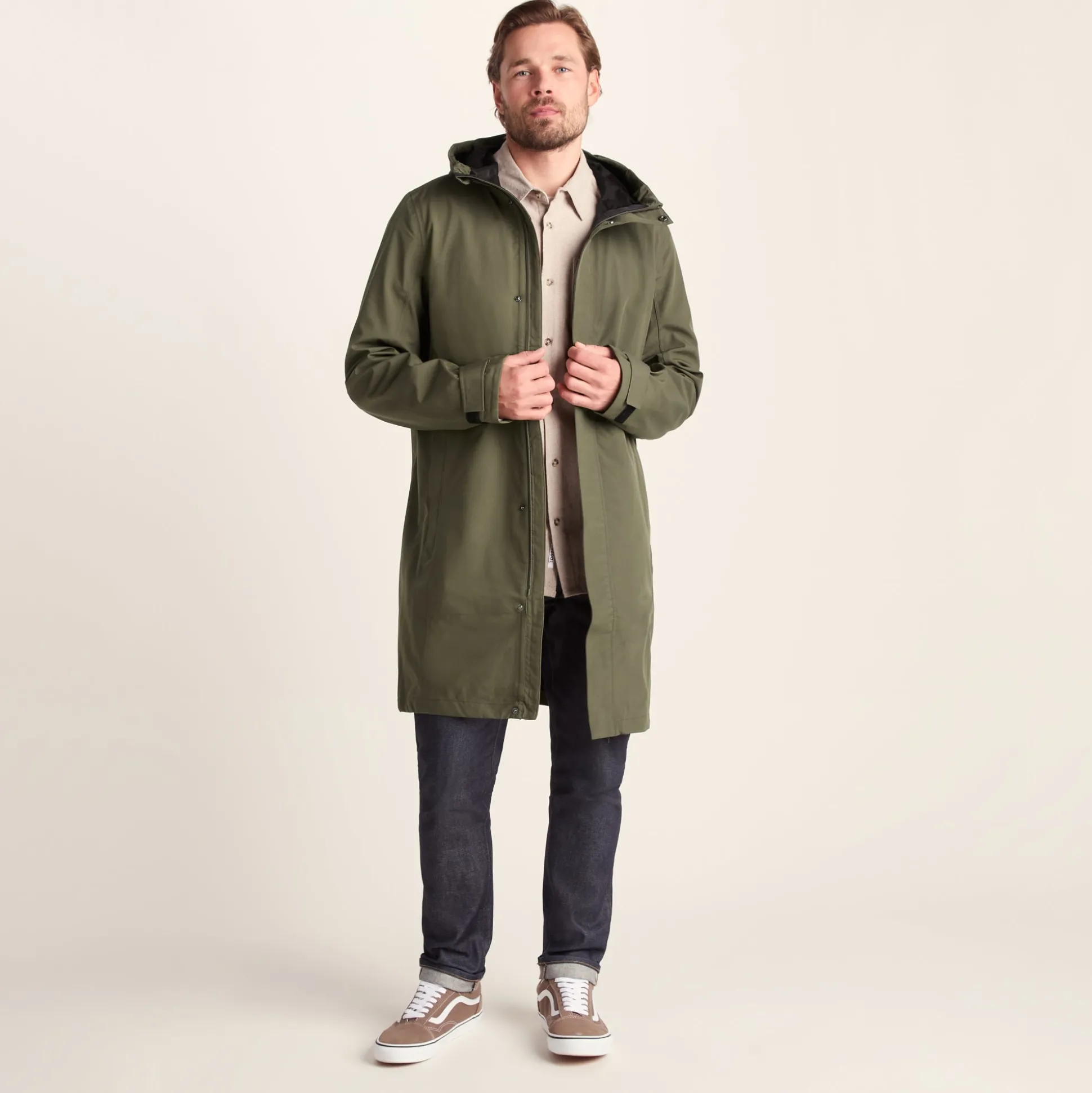 Glenton Mens Long Waterproof Jacket - Moss Green