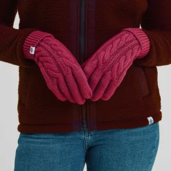 Grouse Cable Knit Gloves - Cerise