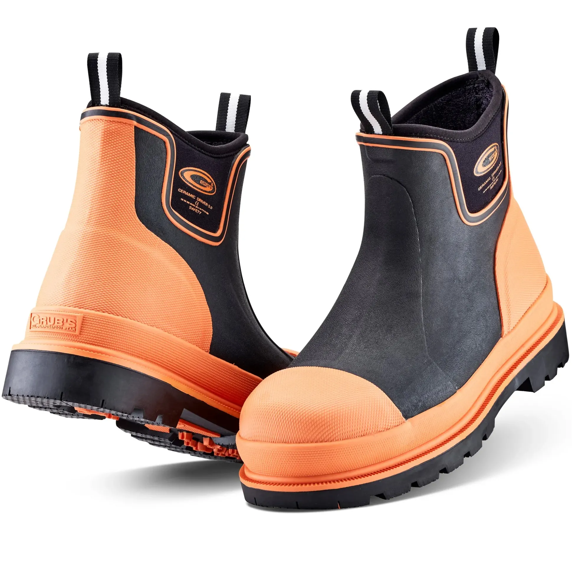 Grubs Boots Ceramic Driver Safety Mid Height Wellington Mens - Orange