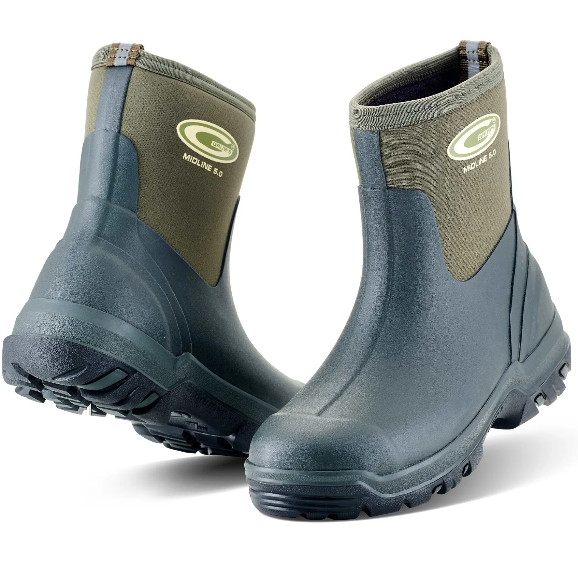 Grubs Boots Midline Unisex Mid Height Wellies - Green