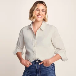 Harby Womens Long Sleeve Lightweight Corduroy Shirt - Vanilla