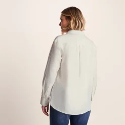 Harby Womens Long Sleeve Lightweight Corduroy Shirt - Vanilla