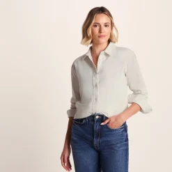 Harby Womens Long Sleeve Lightweight Corduroy Shirt - Vanilla