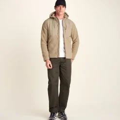 Hare Mens Padded Sherpa Hooded Jacket - Light Sand