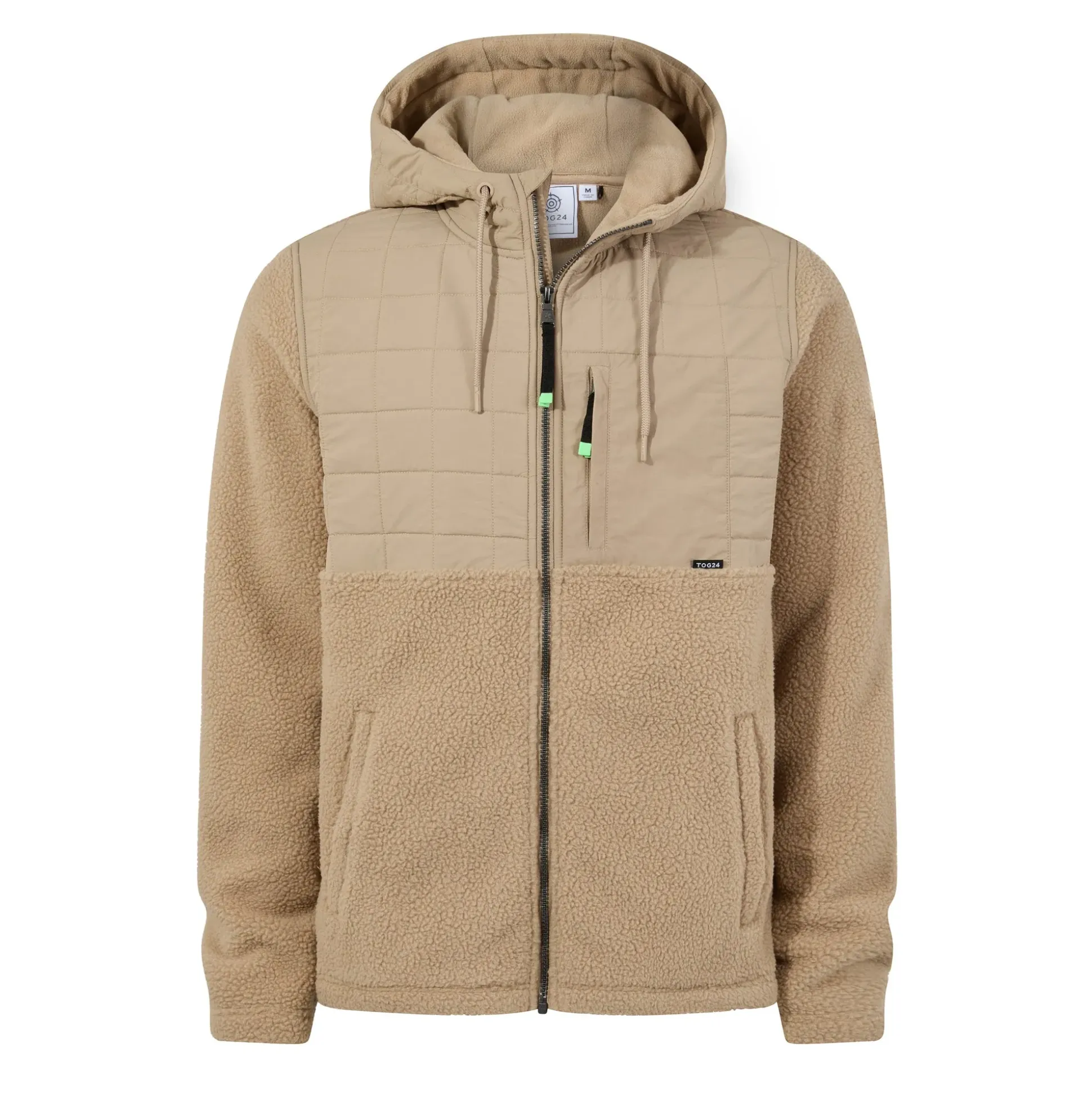 Hare Mens Padded Sherpa Hooded Jacket - Light Sand