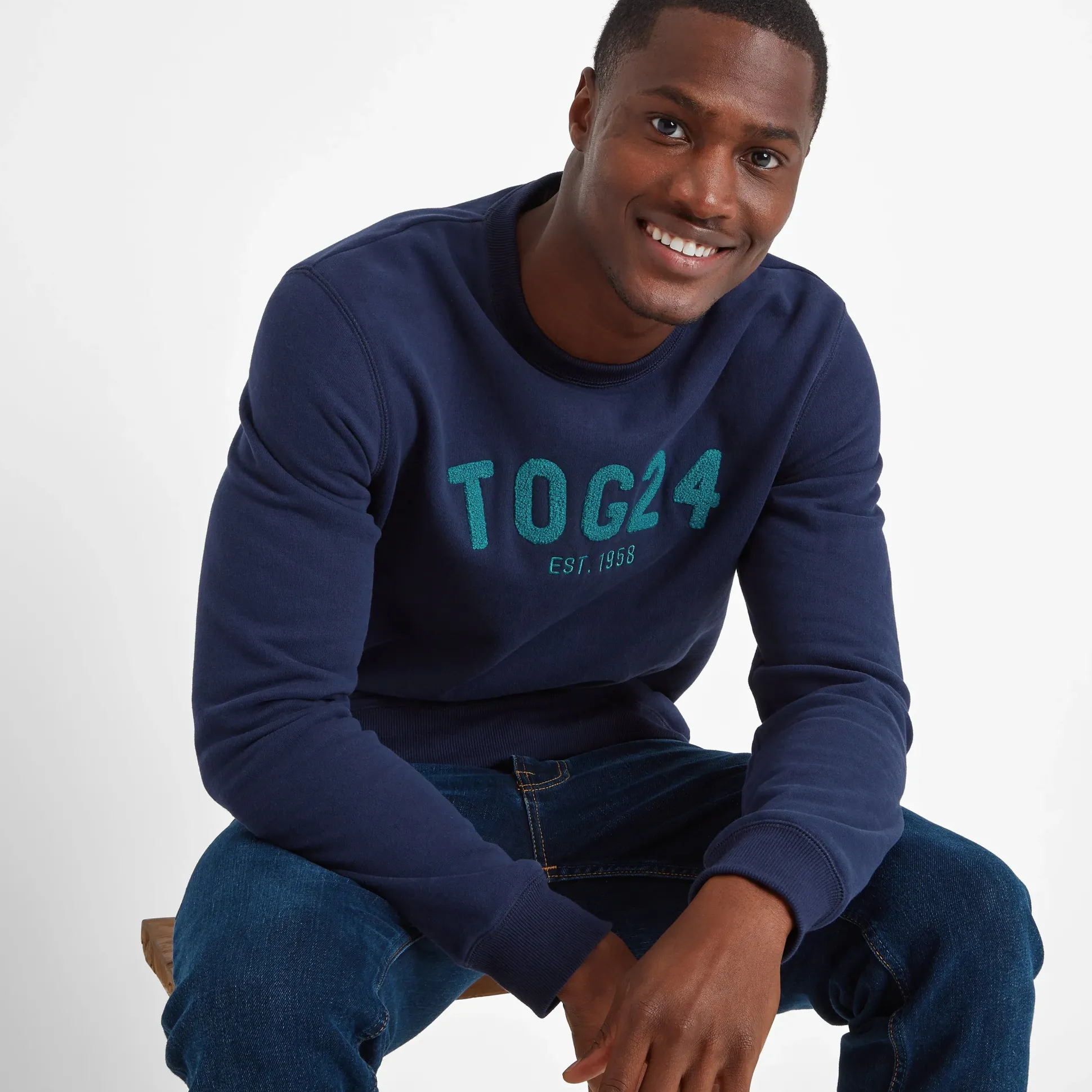Hawnby Mens Cotton Blend Sweat - Dark Marine