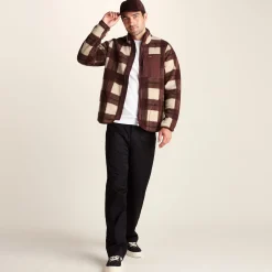 Haxwell Mens Sherpa Fleece - Chestnut Brown Check