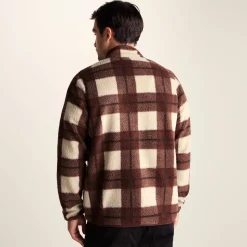 Haxwell Mens Sherpa Fleece - Chestnut Brown Check
