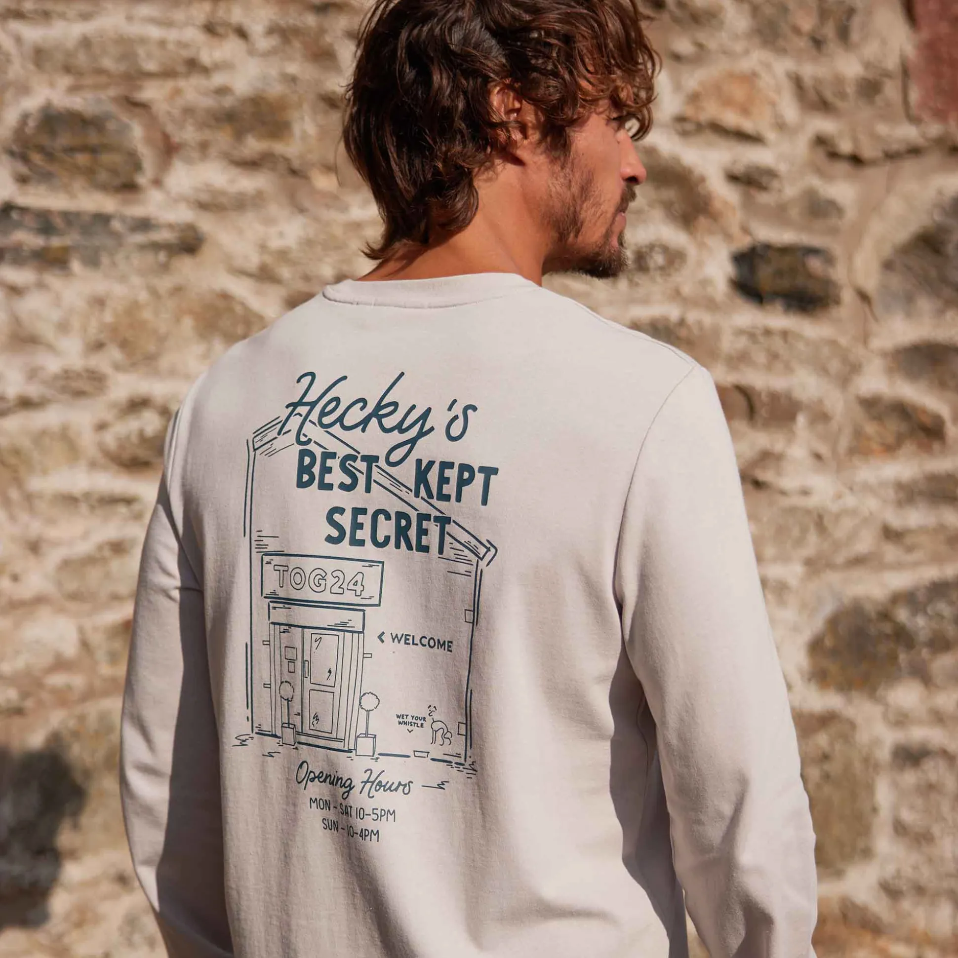 Hecky Mens Long Sleeve T-Shirt - Raincloud