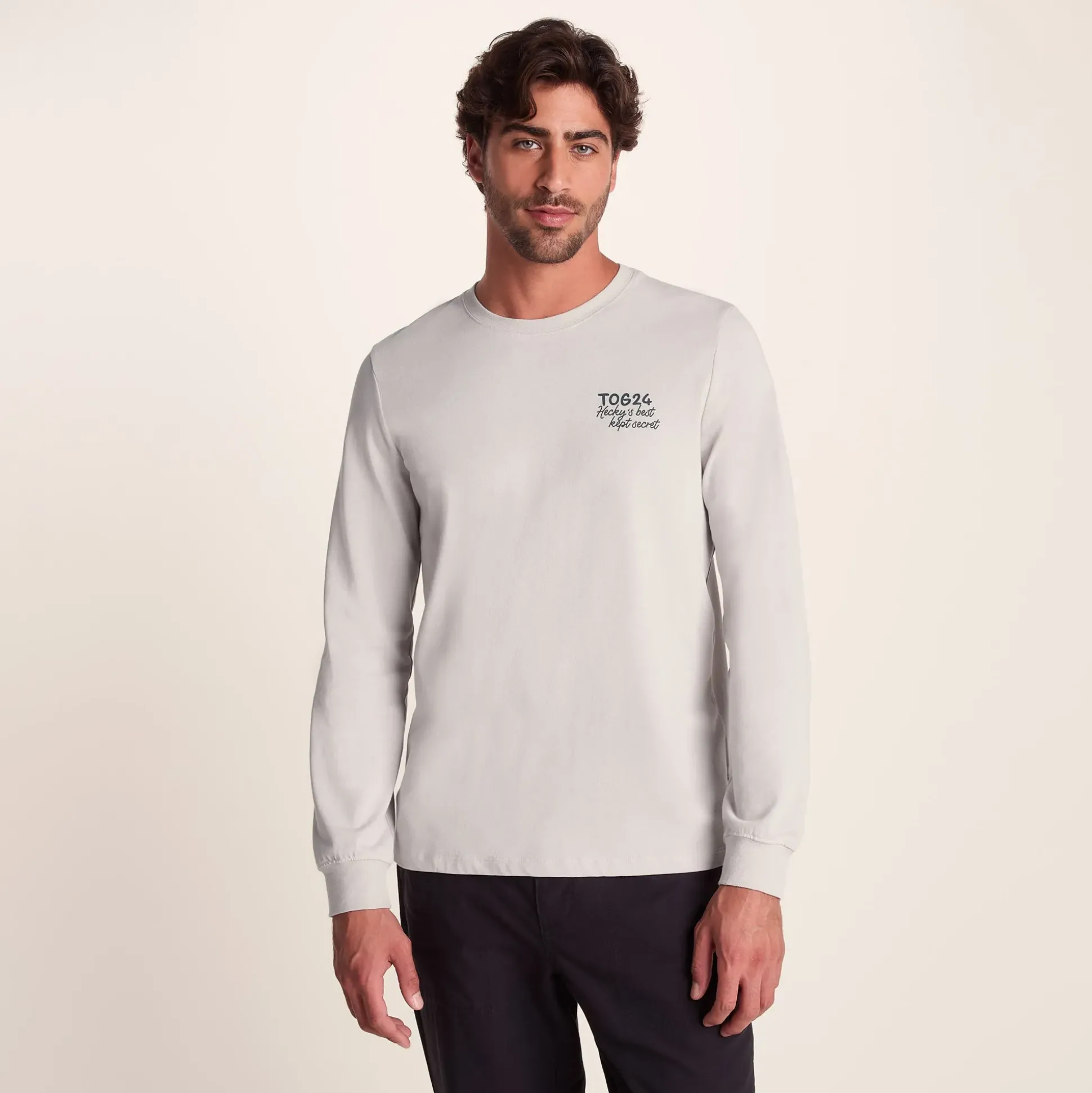 Hecky Mens Long Sleeve T-Shirt - Raincloud
