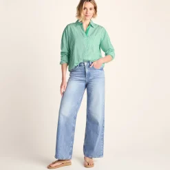 Helena Womens Oversized 100% Cotton Long Sleeve Shirt - Optic White