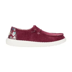 HEYDUDE Wendy Corduroy Leo Womens Shoes - Burgundy