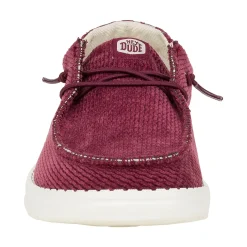 HEYDUDE Wendy Corduroy Leo Womens Shoes - Burgundy