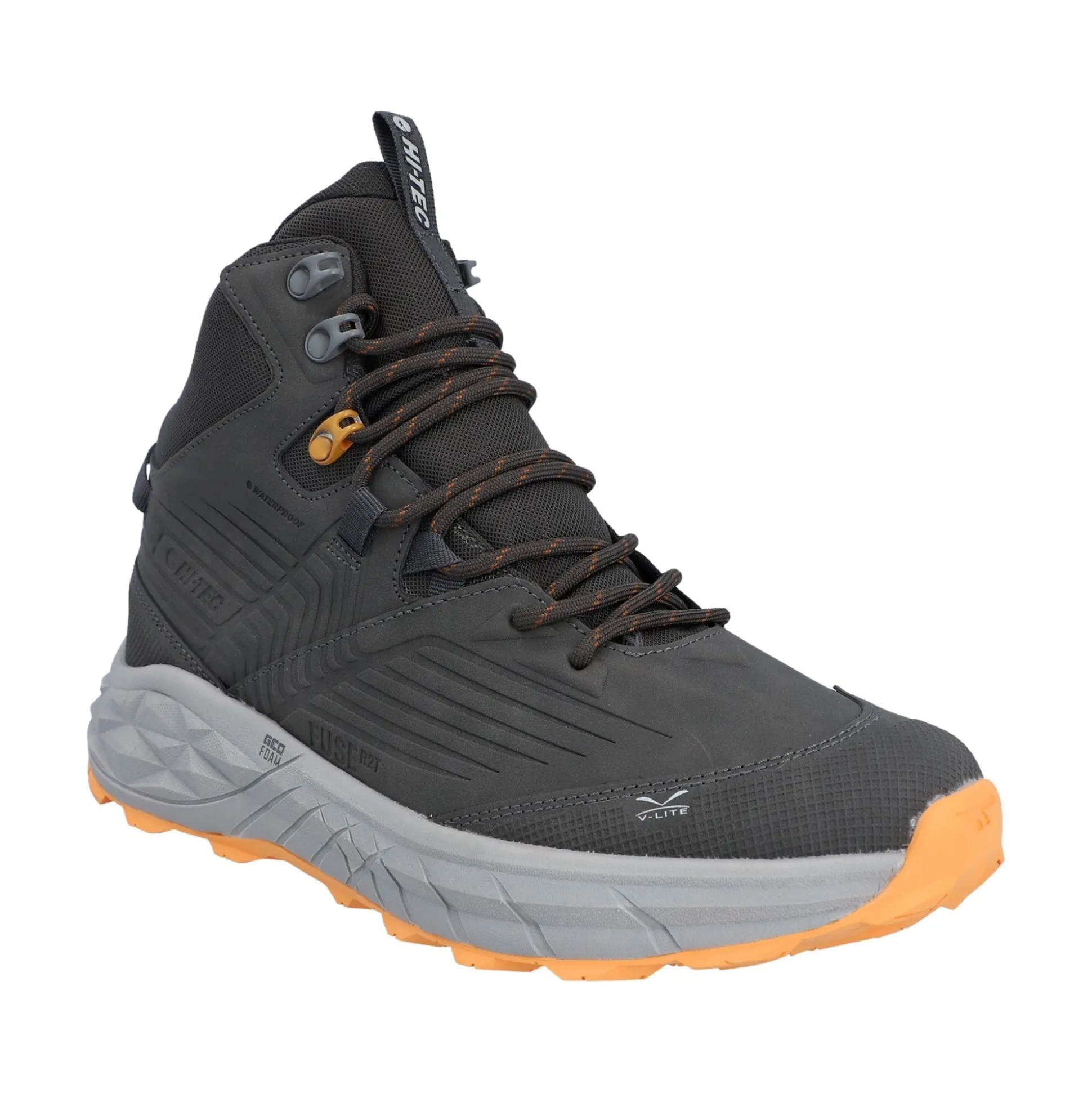 Hi-Tec Fuse Trek Mid Mens Hiking Boot - Steel/Charcoal/Bright Marigold
