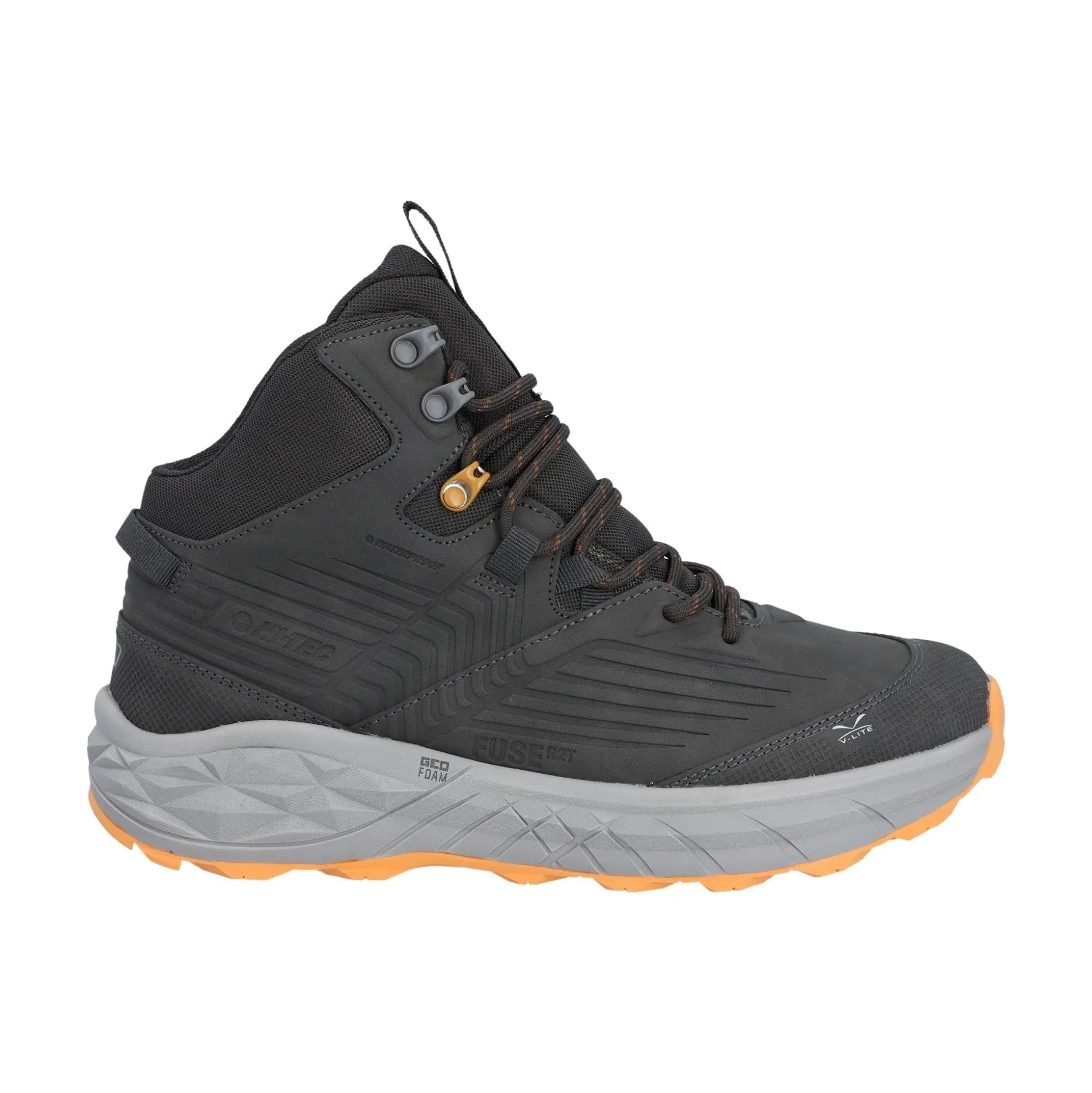 Hi-Tec Fuse Trek Mid Mens Hiking Boot - Steel/Charcoal/Bright Marigold