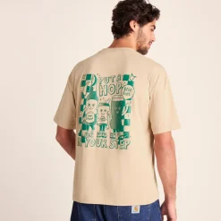 Hop Mens Relaxed Fit Premium Supersoft Hattie Clark T-Shirt - Classic Beige