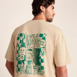 Hop Mens Relaxed Fit Premium Supersoft Hattie Clark T-Shirt - Classic Beige