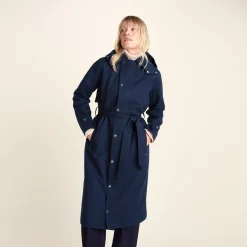 Jemima Womens Waterproof Longline Belted Trench Coat - Navy Melange