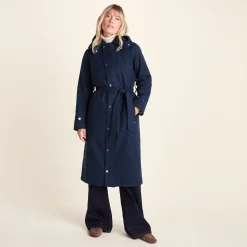 Jemima Womens Waterproof Longline Belted Trench Coat - Navy Melange