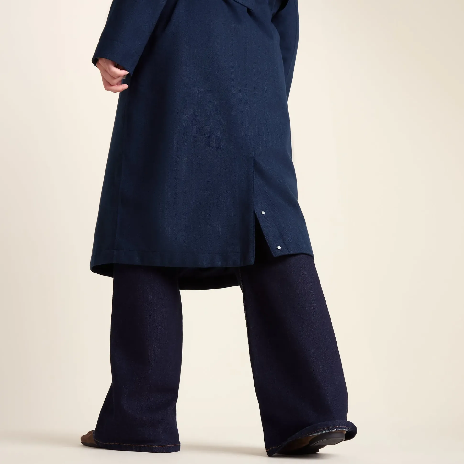 Jemima Womens Waterproof Longline Belted Trench Coat - Navy Melange