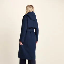 Jemima Womens Waterproof Longline Belted Trench Coat - Navy Melange